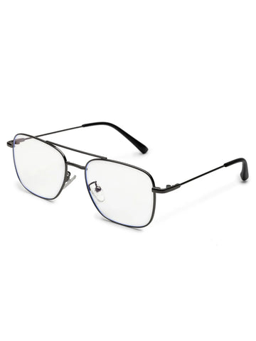 Jovion | Grey Medium Full Rim RECTANGLE Computer Glasses for Men & Women [Blue Block]