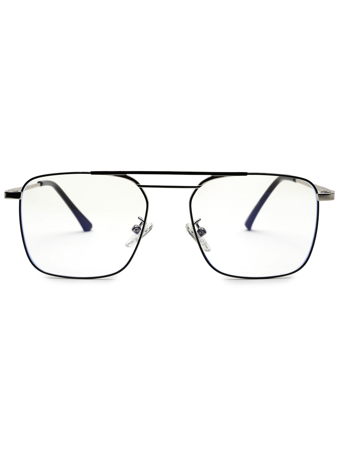 Neuron | Black & Silver Medium Full Rim RECTANGLE Computer Glasses for Men & Women [Blue Block]
