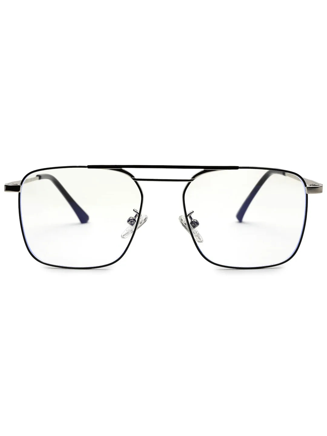 Neuron | Black & Silver Medium Full Rim RECTANGLE Computer Glasses for Men & Women [Blue Block]