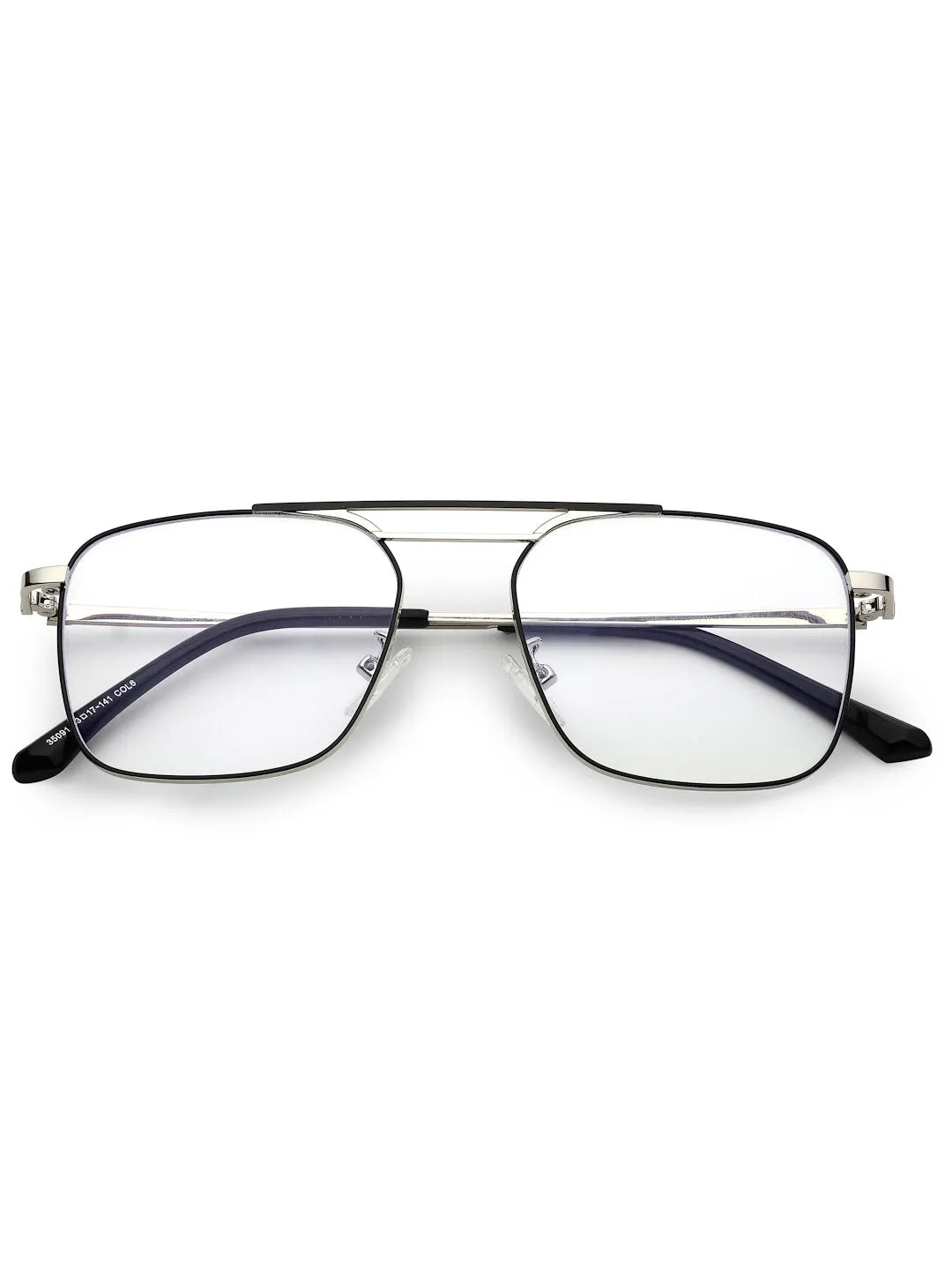 Neuron | Black & Silver Medium Full Rim RECTANGLE Computer Glasses for Men & Women [Blue Block]