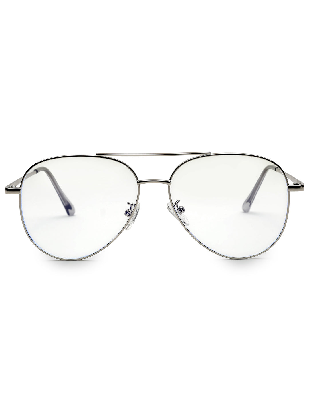 Gravion | Silver Medium Full Rim Aviator Computer Glasses for Men & Women [Blue Block]