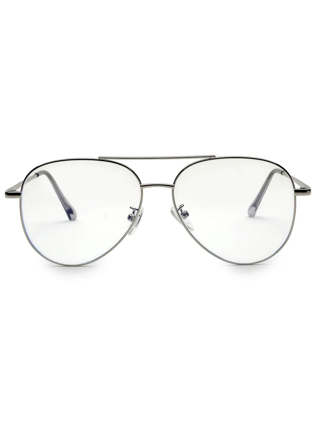 Gravion | Silver Medium Full Rim Aviator Computer Glasses for Men & Women [Blue Block]