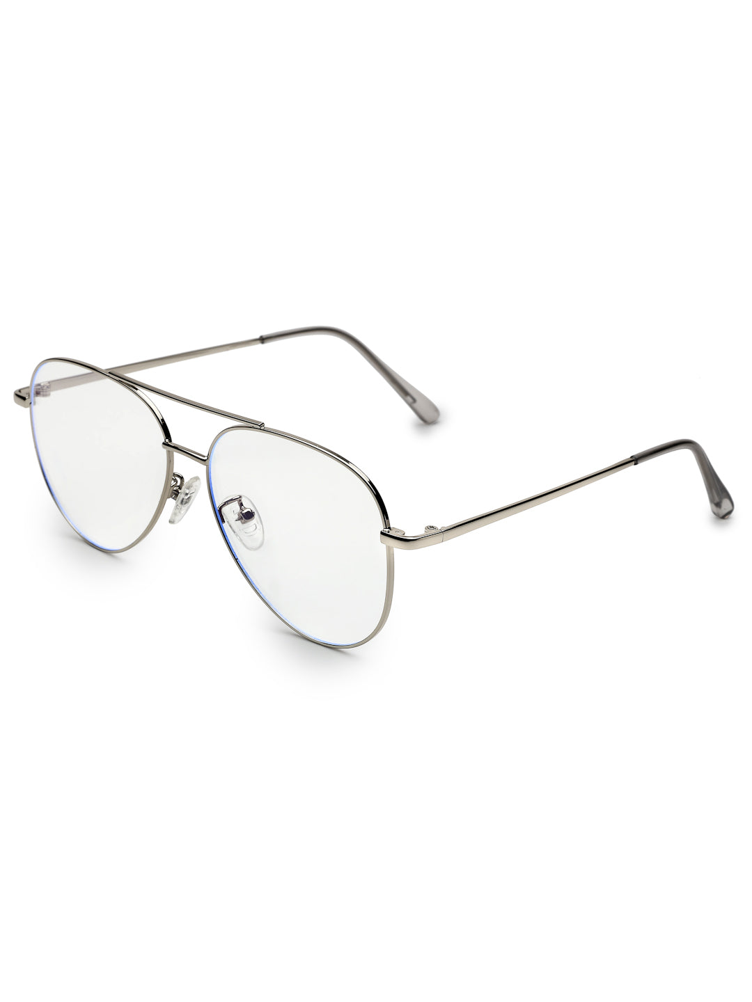 Gravion | Silver Medium Full Rim Aviator Computer Glasses for Men & Women [Blue Block]