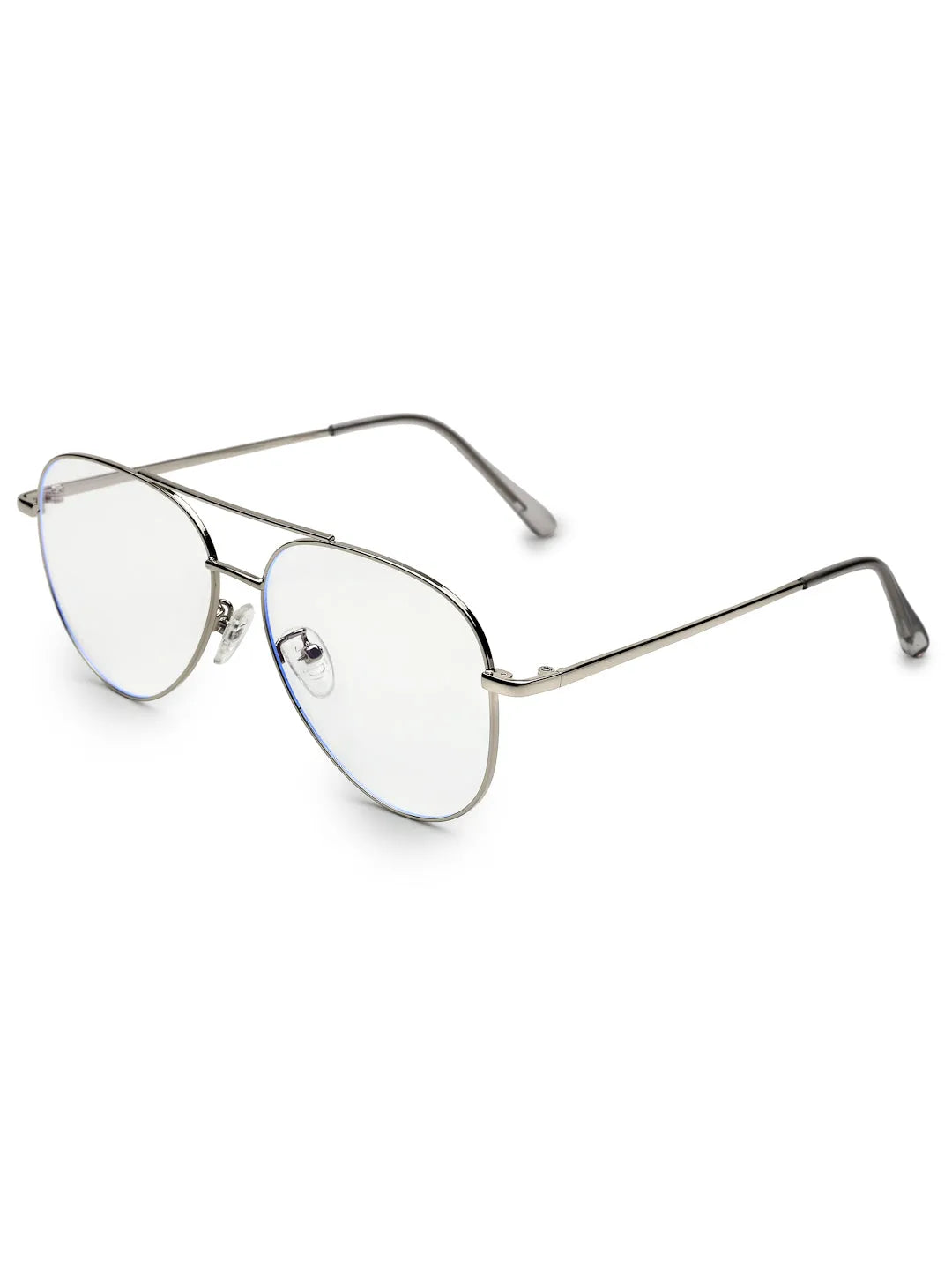 Gravion | Silver Medium Full Rim Aviator Computer Glasses for Men & Women [Blue Block]