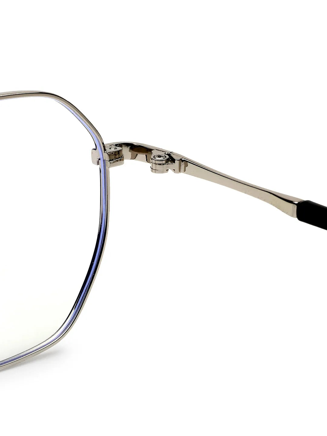 Dravon | Silver & Black Medium Full Rim Hexagonal Computer Glasses for Men & Women [Blue Block]
