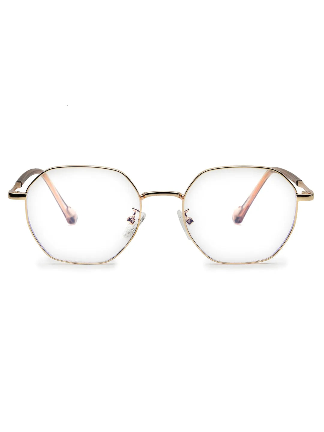 Dravon | Golden Medium Full Rim Hexagonal Computer Glasses for Men & Women [Blue Block]