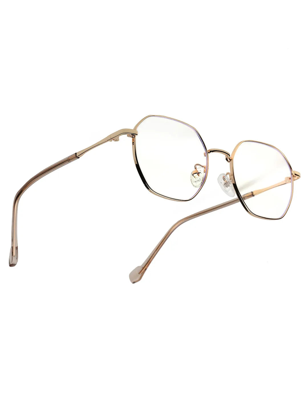 Dravon | Golden Medium Full Rim Hexagonal Computer Glasses for Men & Women [Blue Block]