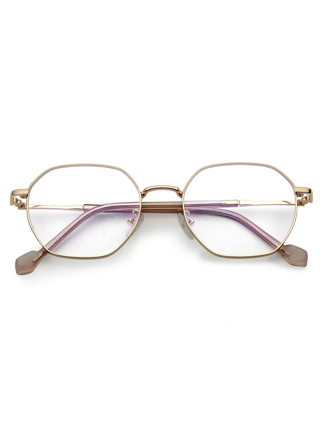 Dravon | Golden Medium Full Rim Hexagonal Computer Glasses for Men & Women [Blue Block]