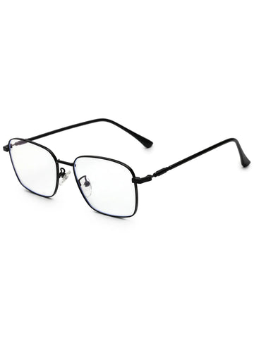 Fyrion | Black Medium Full Rim RECTANGLE Computer Glasses for Men & Women [Blue Block]