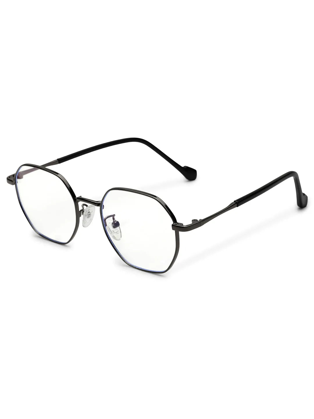Dravon | Grey Medium Full Rim Hexagonal Computer Glasses for Men & Women [Blue Block]