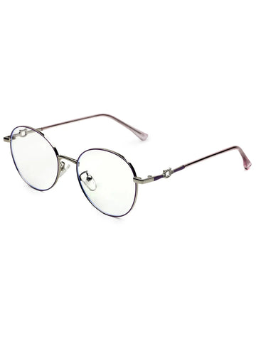 Astrid | Silver & Purple Medium Full Rim Oval Computer Glasses for Men & Women [Blue Block]