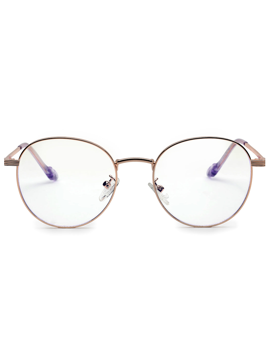 Galveris | Rose Gold Small Full Rim Round Computer Glasses for Men & Women [Blue Block]