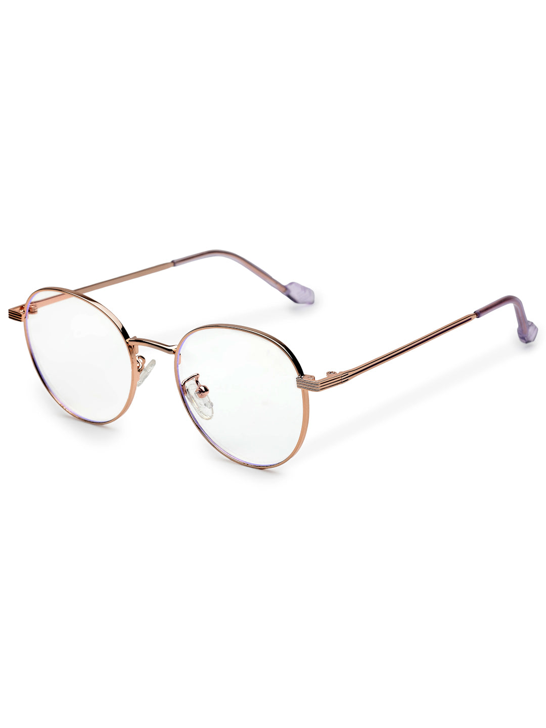 Galveris | Rose Gold Small Full Rim Round Computer Glasses for Men & Women [Blue Block]