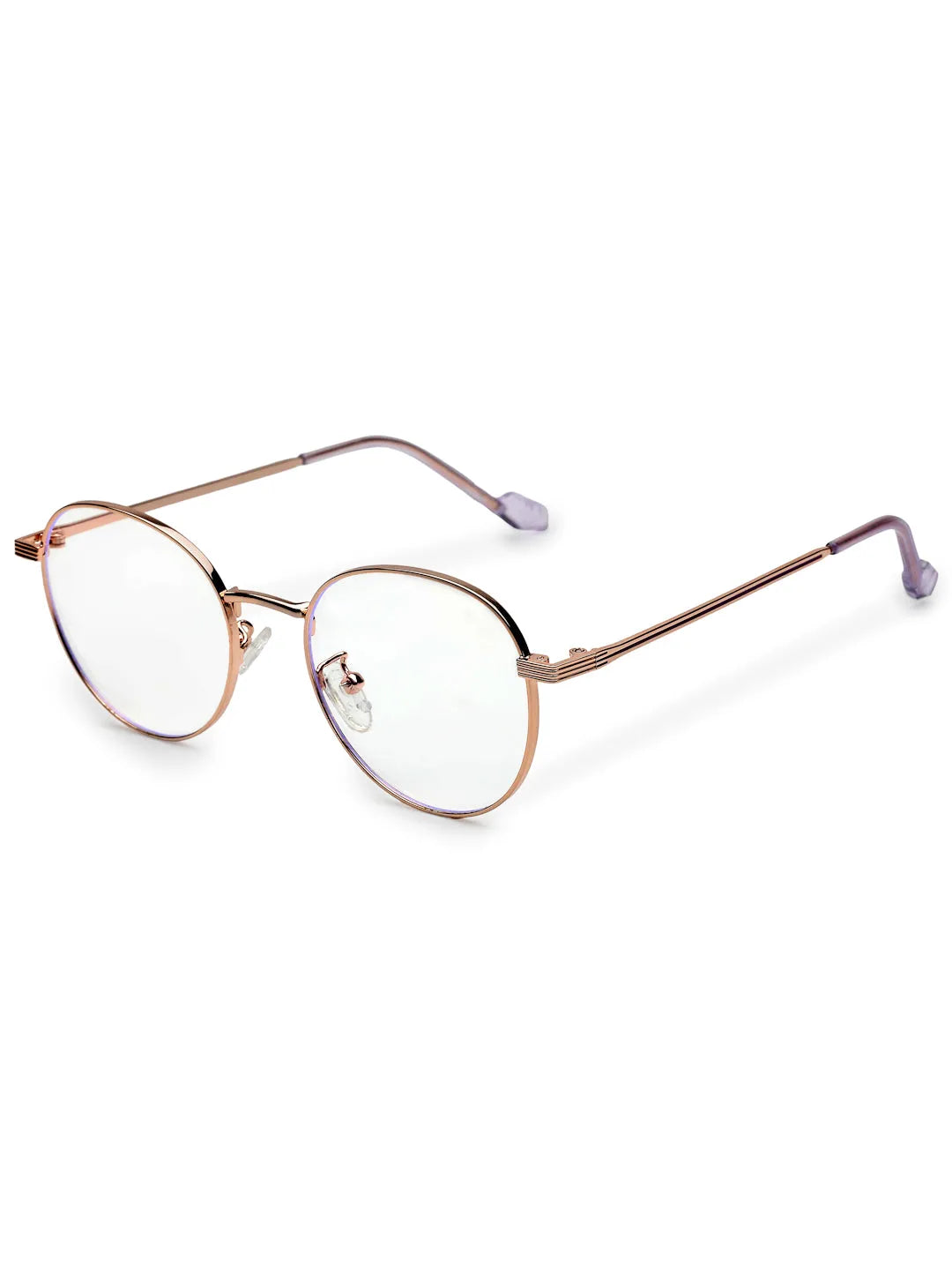 Galveris | Rose Gold Small Full Rim Round Computer Glasses for Men & Women [Blue Block]