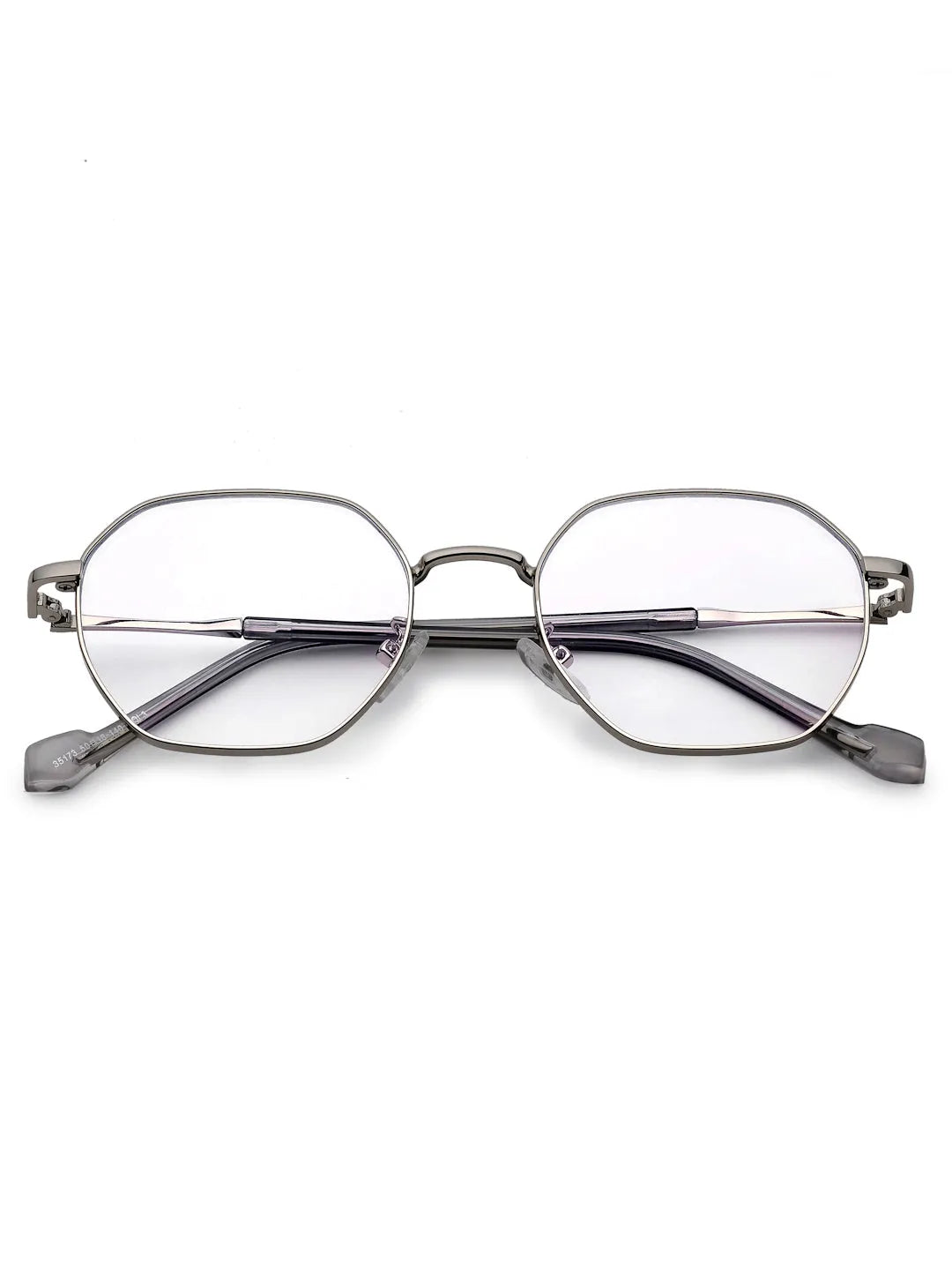 Dravon | Silver Medium Full Rim Hexagonal Computer Glasses for Men & Women [Blue Block]