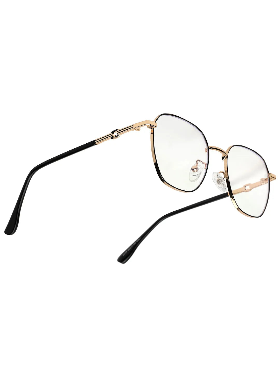 Frostis | Black & Gold Small Full Rim Hexagonal Computer Glasses for Men & Women [Blue Block]