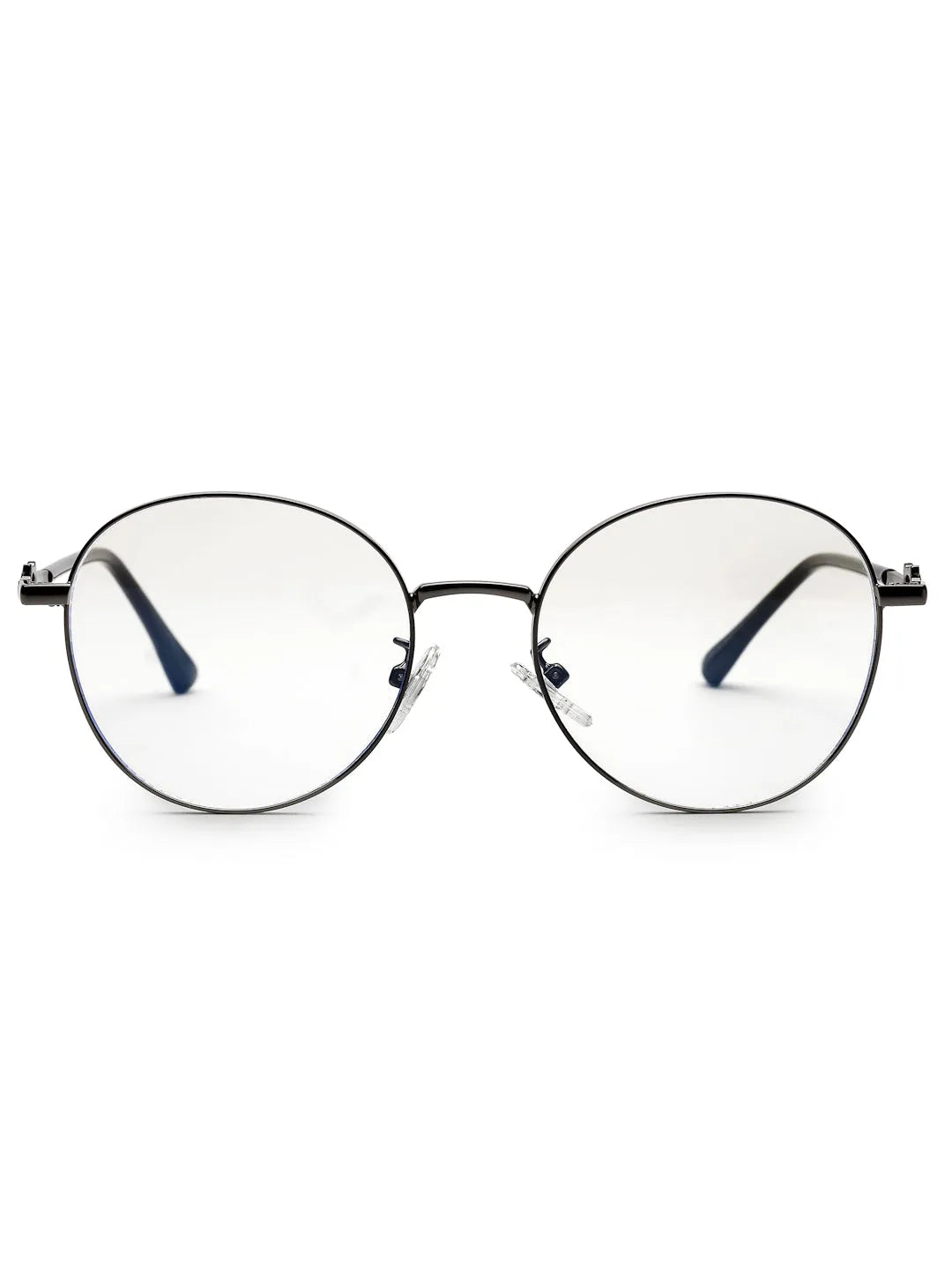Astrid | Silver & Black Medium Full Rim Oval Computer Glasses for Men & Women [Blue Block]