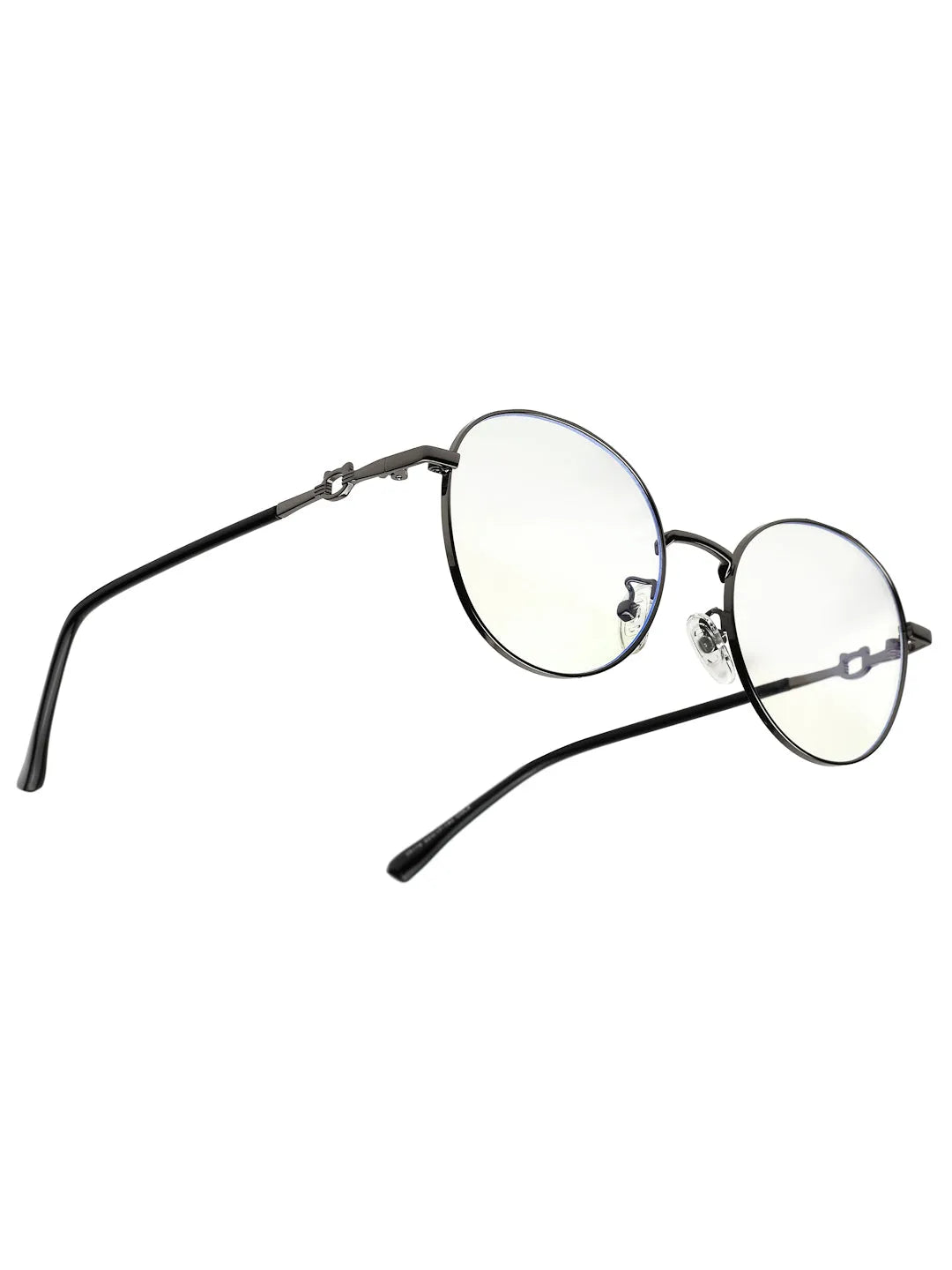Astrid | Silver & Black Medium Full Rim Oval Computer Glasses for Men & Women [Blue Block]