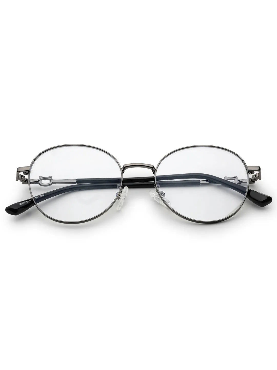 Astrid | Silver & Black Medium Full Rim Oval Computer Glasses for Men & Women [Blue Block]