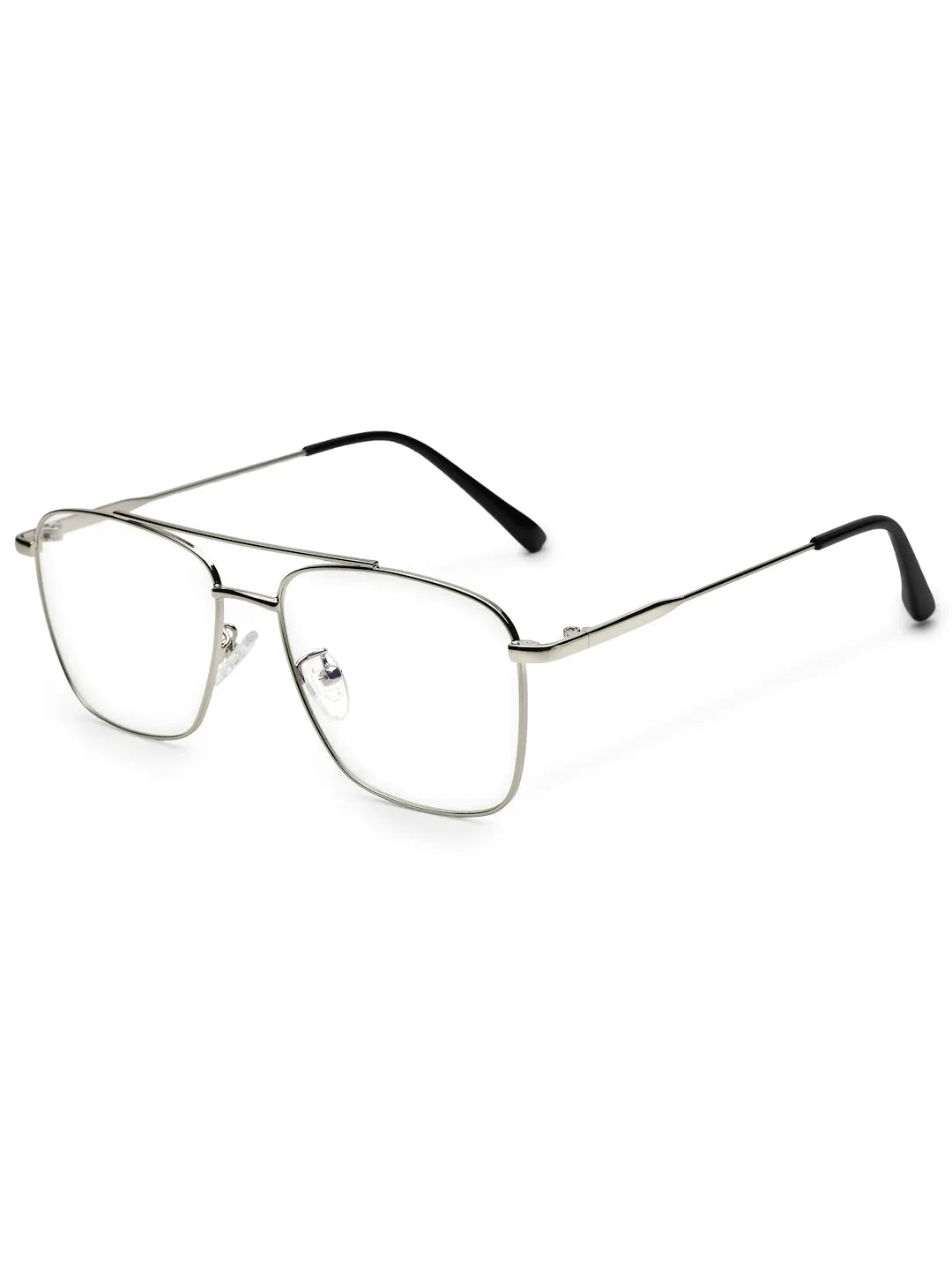 Nova | Silver Medium Full Rim Square Computer Glasses for Men & Women [Blue Block]