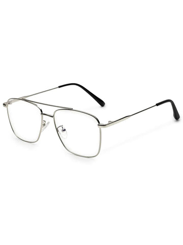 Nova | Silver Medium Full Rim Square Computer Glasses for Men & Women [Blue Block]