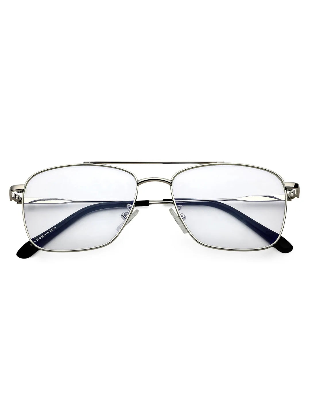 Nova | Silver Medium Full Rim Square Computer Glasses for Men & Women [Blue Block]