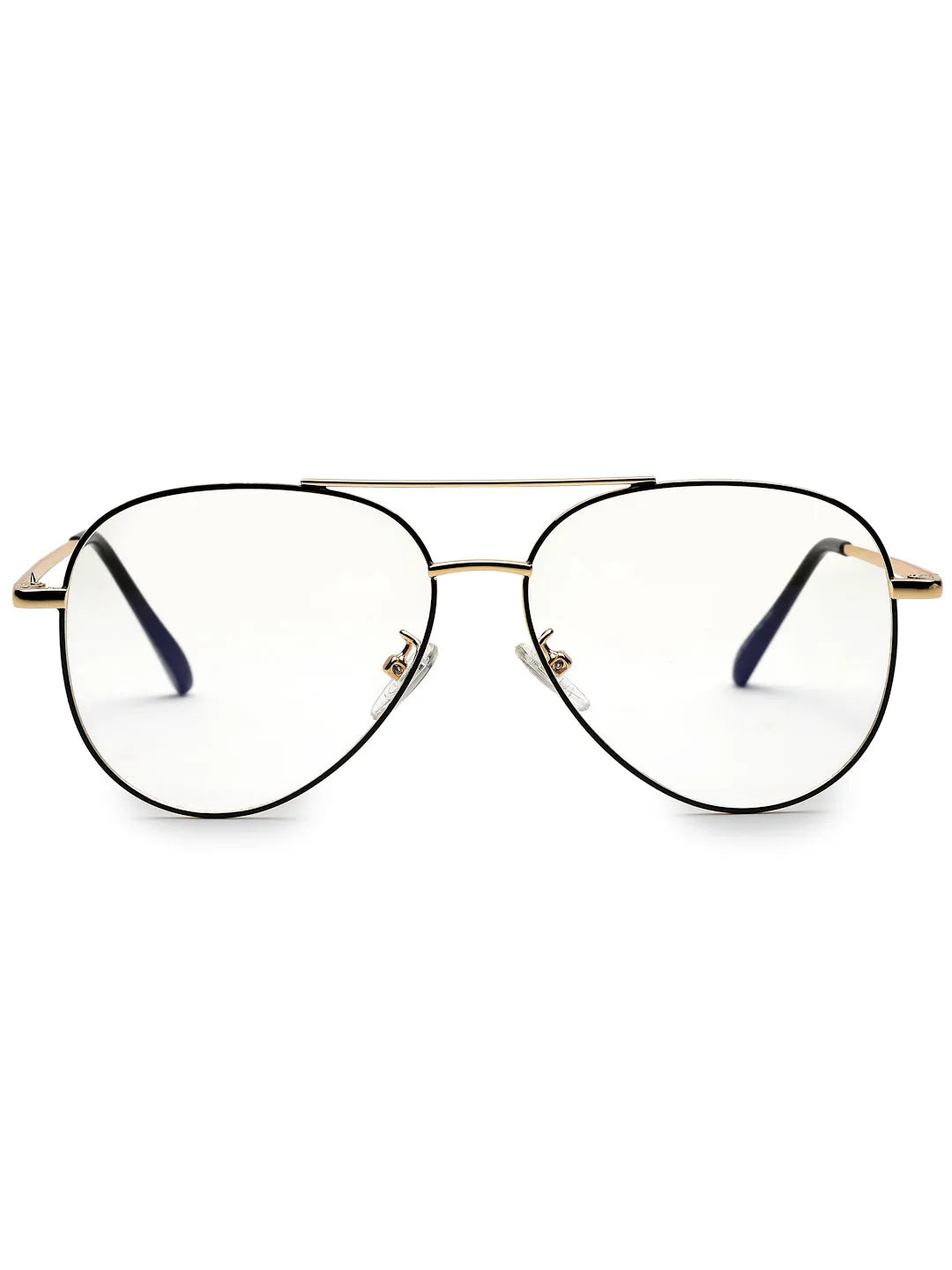 Gravion | Black & Golden Medium Full Rim Aviator Computer Glasses for Men & Women [Blue Block]