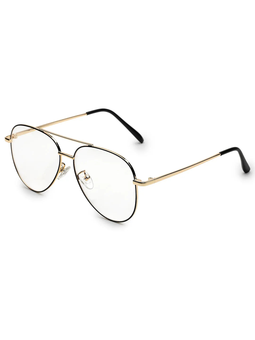 Gravion | Black & Golden Medium Full Rim Aviator Computer Glasses for Men & Women [Blue Block]