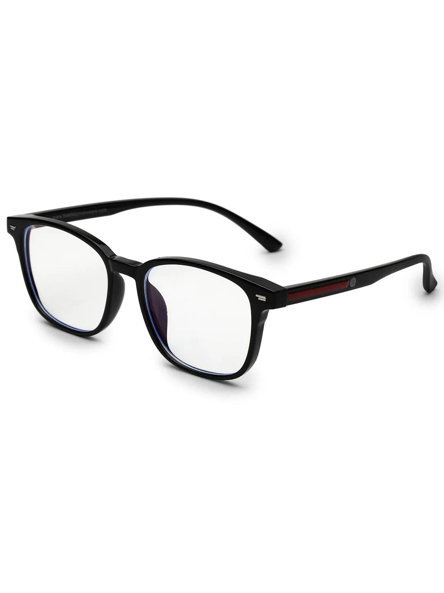 Vortara | Black Medium Full Rim Wayfarer Computer Glasses for Men & Women [Blue Block]