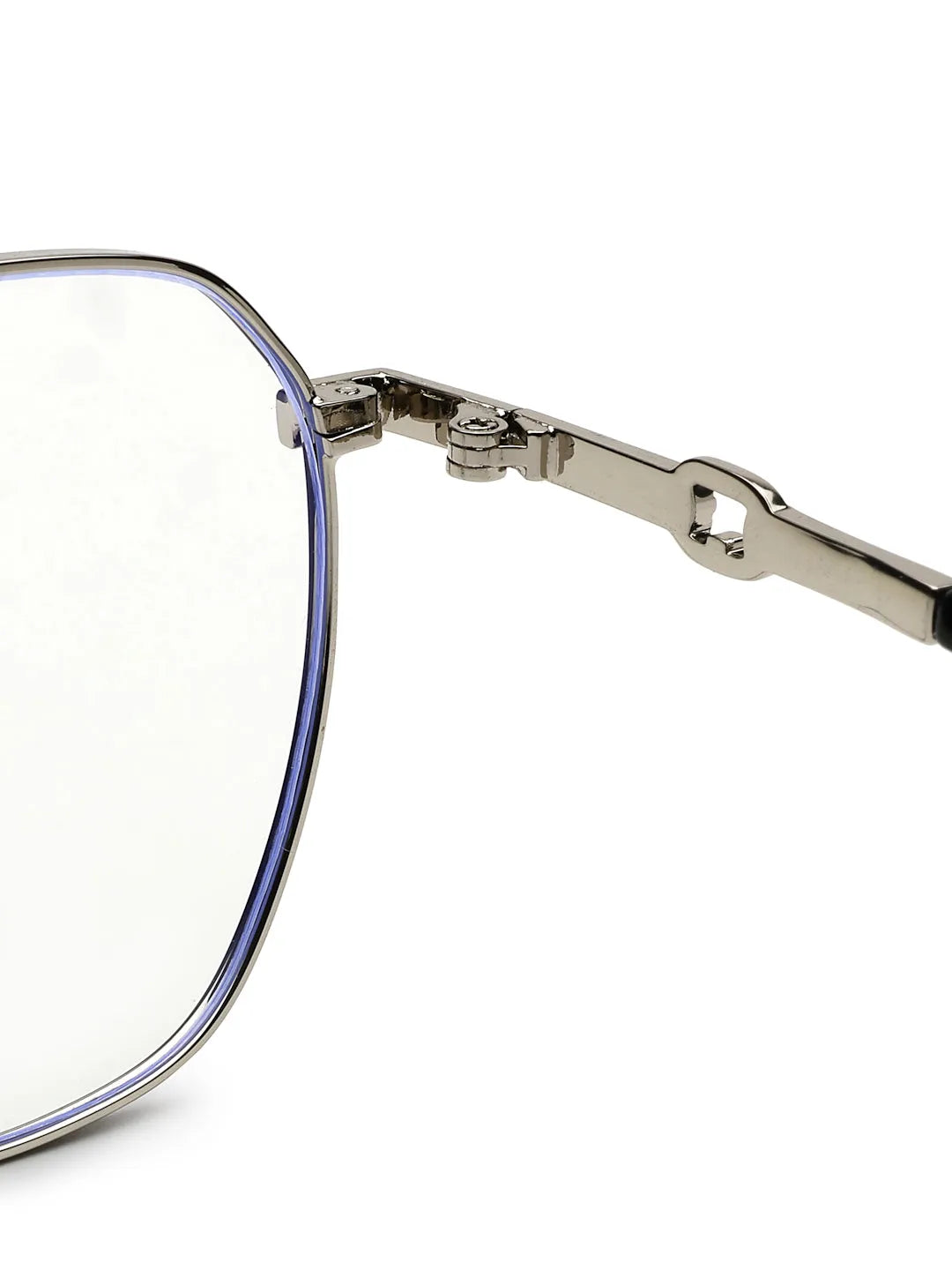 Frostis | Black & Silver Small Full Rim Hexagonal Computer Glasses for Men & Women [Blue Block]