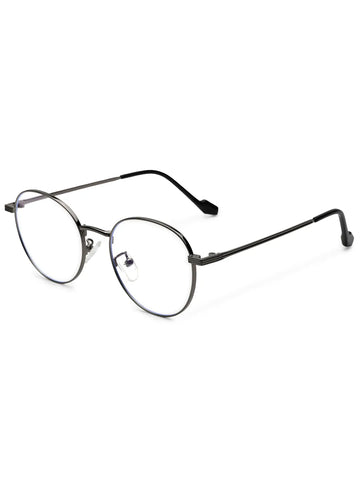 Galveris | Grey Small Full Rim Round Computer Glasses for Men & Women [Blue Block]