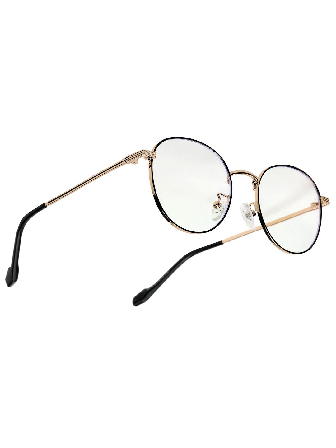 Galveris | Black & Gold Small Full Rim Round Computer Glasses for Men & Women [Blue Block]