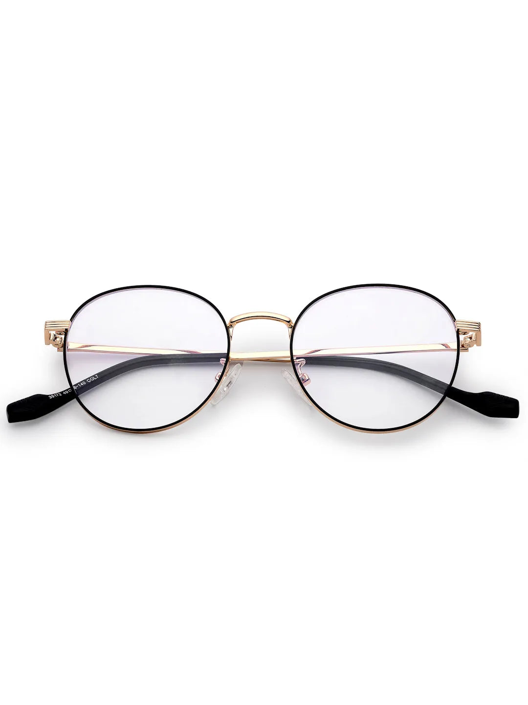 Galveris | Black & Gold Small Full Rim Round Computer Glasses for Men & Women [Blue Block]