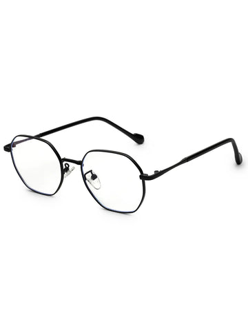 Dravon | Black Medium Full Rim Hexagonal Computer Glasses for Men & Women [Blue Block]