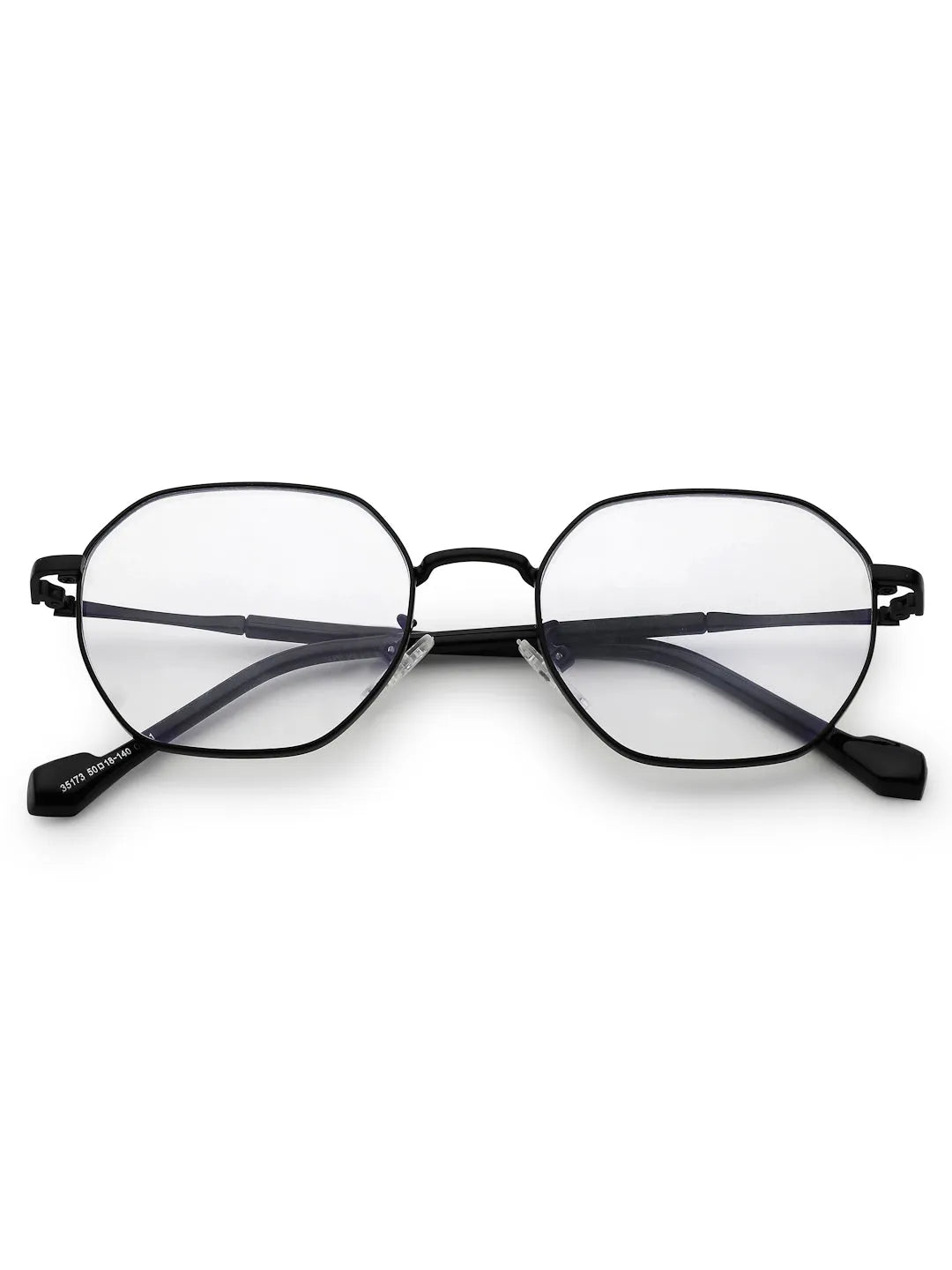 Dravon | Black Medium Full Rim Hexagonal Computer Glasses for Men & Women [Blue Block]