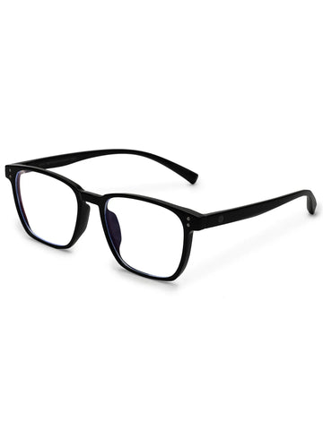 Novara | Black Medium Full Rim Wayfarer Computer Glasses for Men & Women [Blue Block]