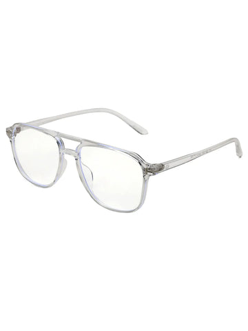 Aegira | Transparent Small Full Rim Square Computer Glasses for Men & Women [Blue Block]