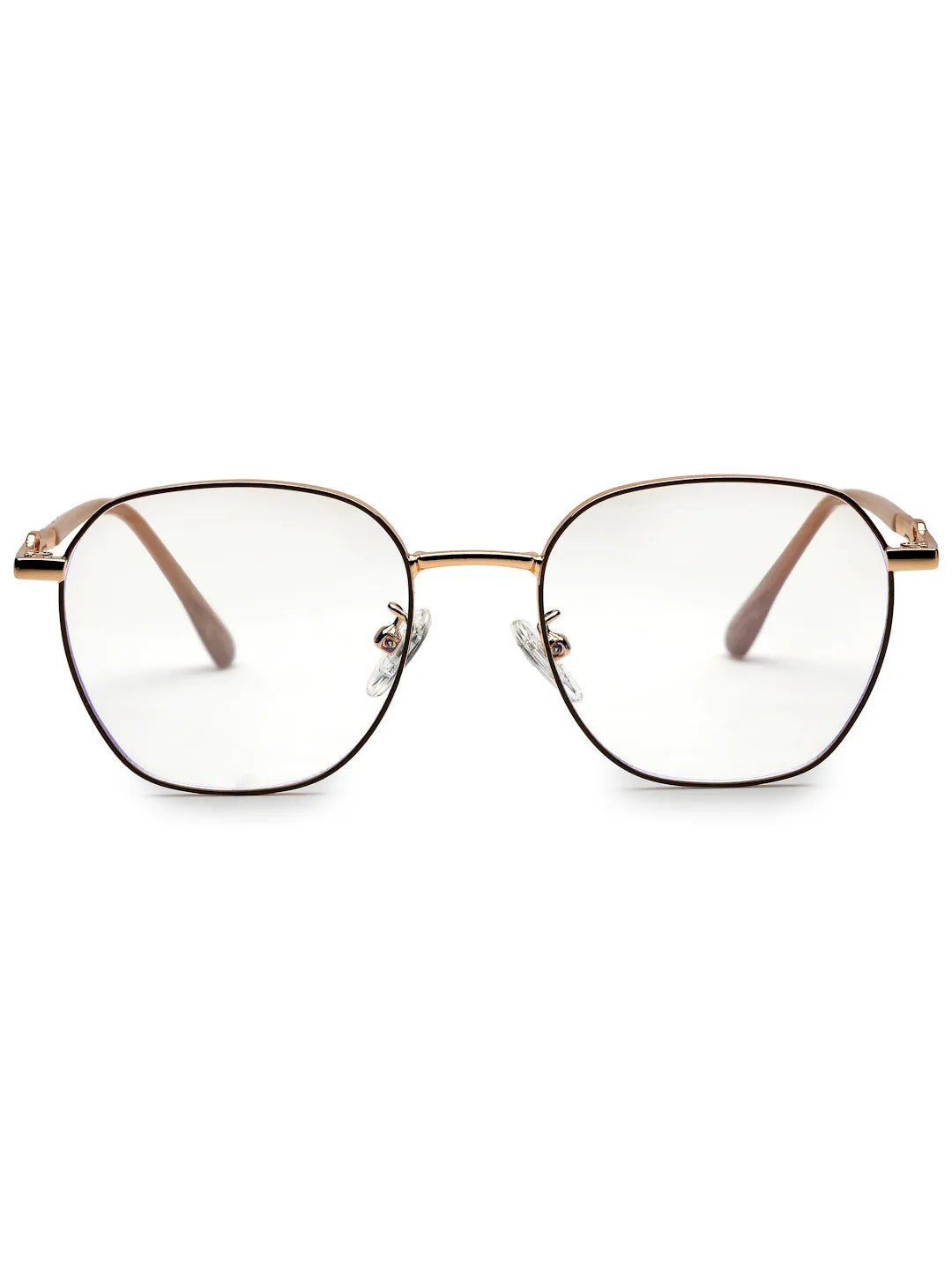 Frostis | Golden Small Full Rim Hexagonal Computer Glasses for Men & Women [Blue Block]