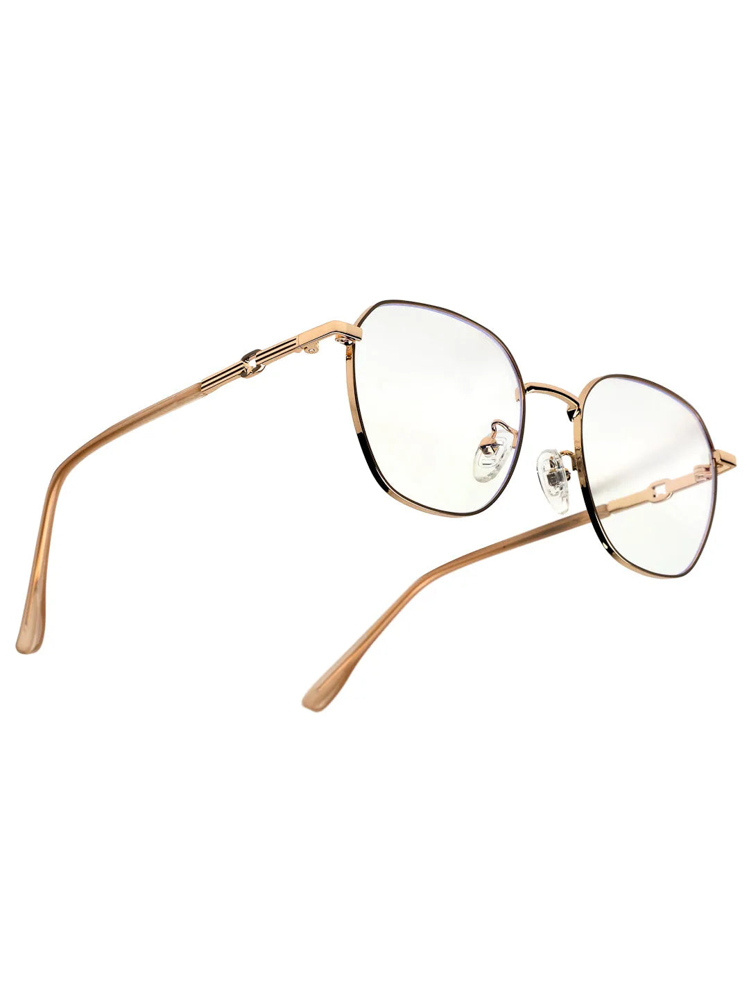 Frostis | Golden Small Full Rim Hexagonal Computer Glasses for Men & Women [Blue Block]