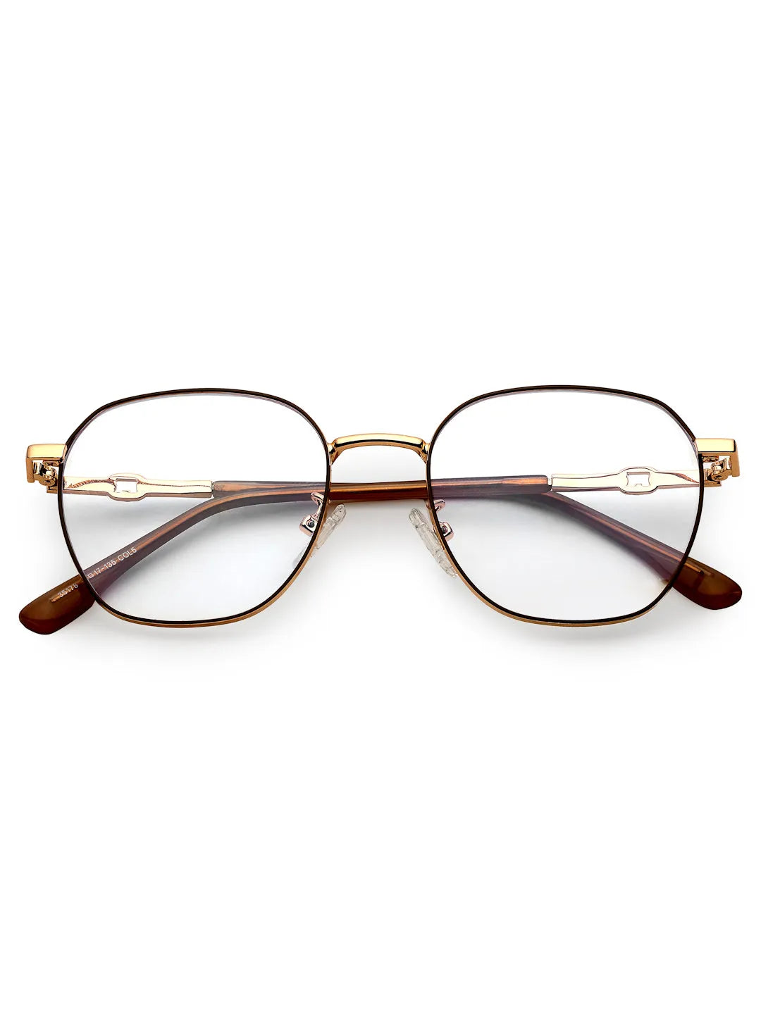 Frostis | Golden Small Full Rim Hexagonal Computer Glasses for Men & Women [Blue Block]