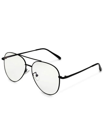 Gravion | Black Medium Full Rim Aviator Computer Glasses for Men & Women [Blue Block]