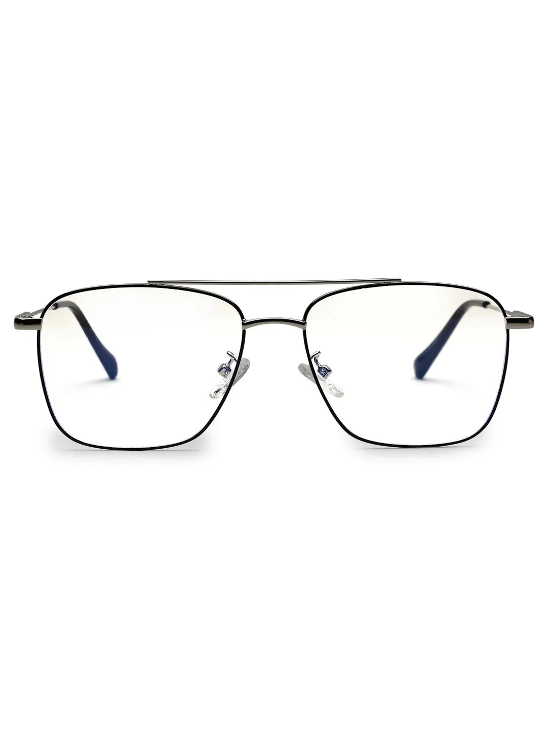 Nova | Black & Silver Medium Full Rim Square Computer Glasses for Men & Women [Blue Block]