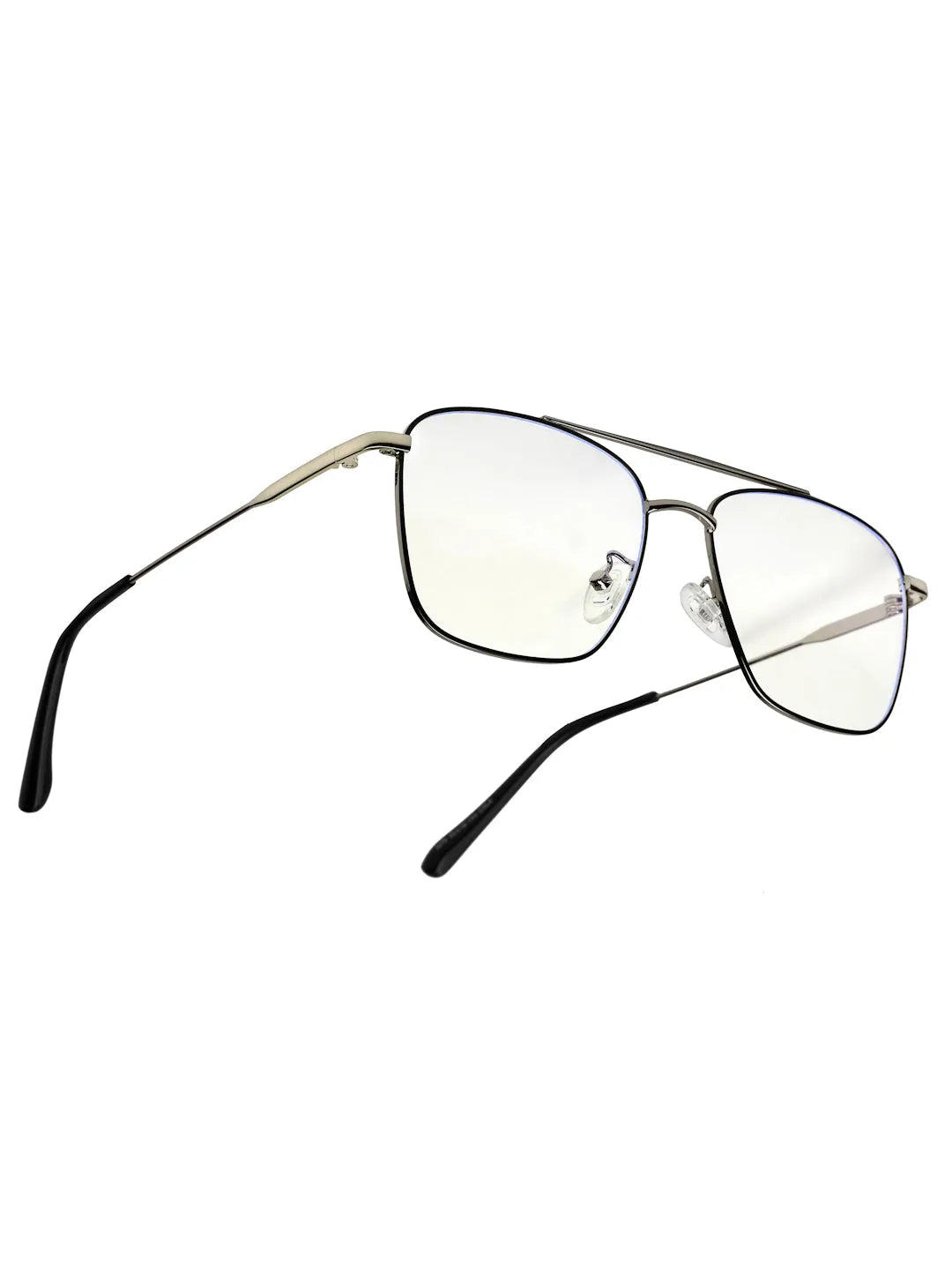 Nova | Black & Silver Medium Full Rim Square Computer Glasses for Men & Women [Blue Block]