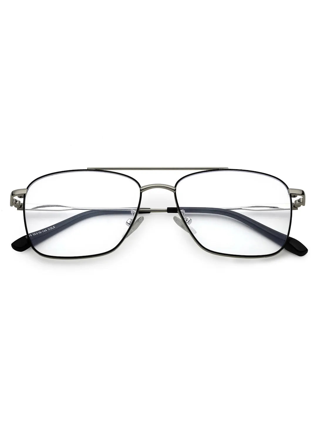 Nova | Black & Silver Medium Full Rim Square Computer Glasses for Men & Women [Blue Block]