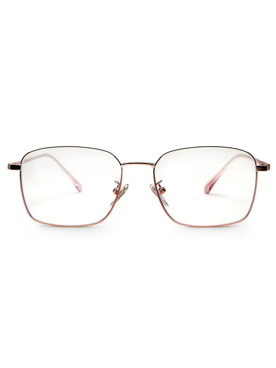 Fyrion | Rose Gold Medium Full Rim RECTANGLE Computer Glasses for Men & Women [Blue Block]