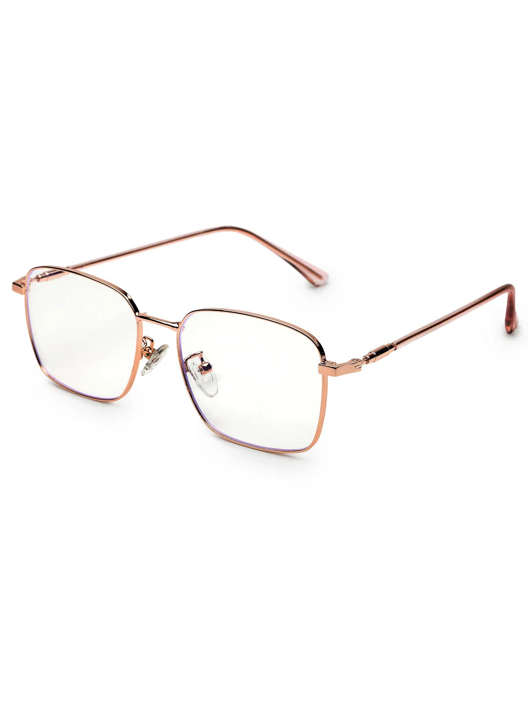 Fyrion | Rose Gold Medium Full Rim RECTANGLE Computer Glasses for Men & Women [Blue Block]