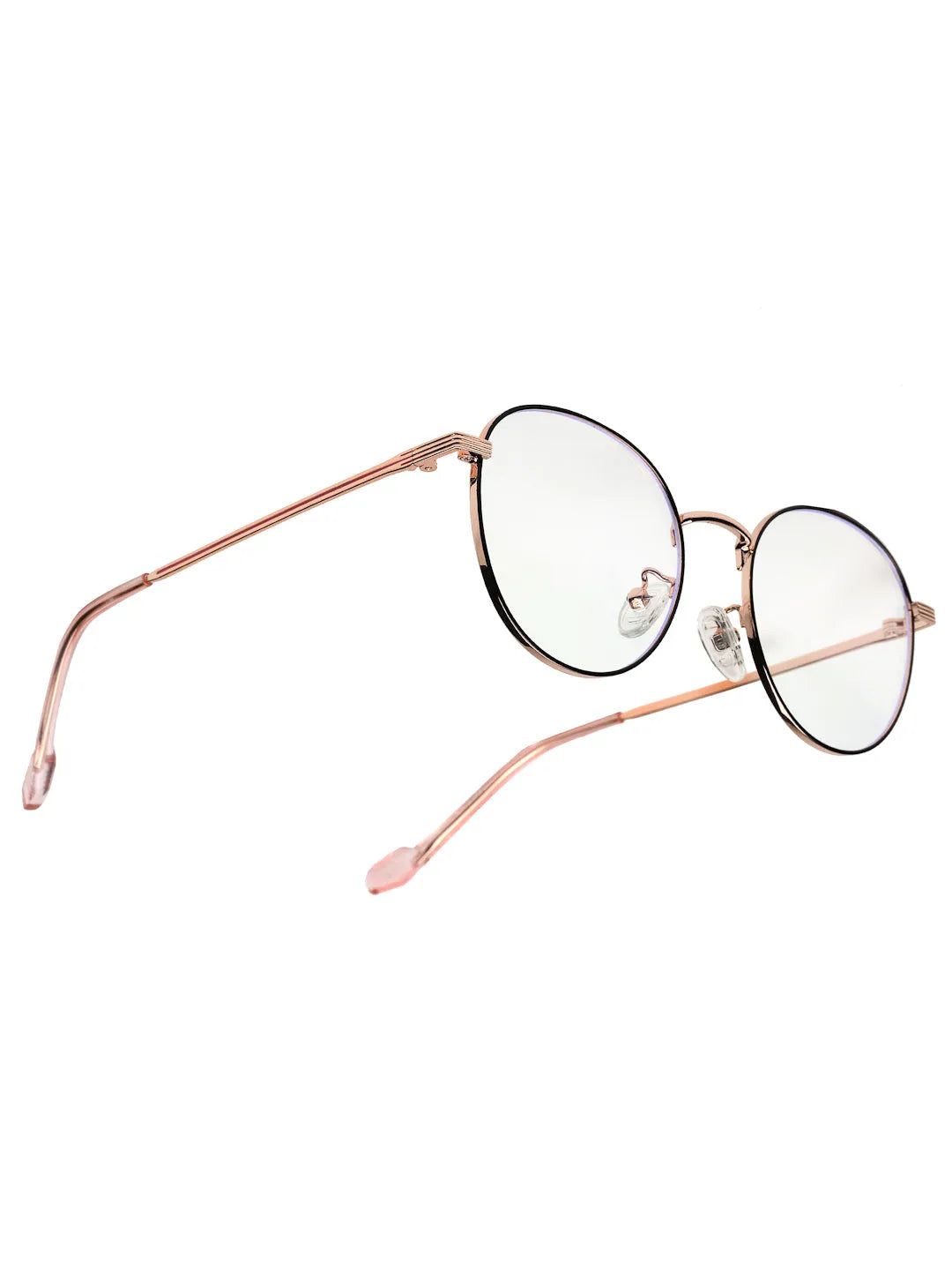 Galveris | Black & Rose Gold Small Full Rim Round Computer Glasses for Men & Women [Blue Block]