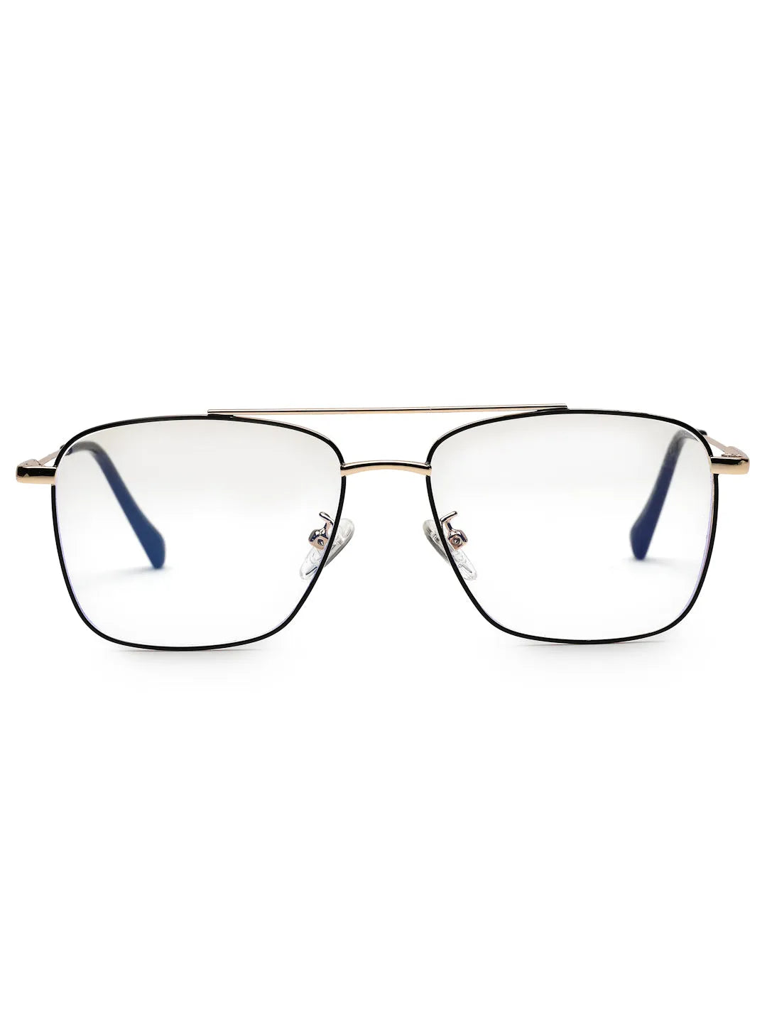 Nova | Black & Gold Medium Full Rim Square Computer Glasses for Men & Women [Blue Block]