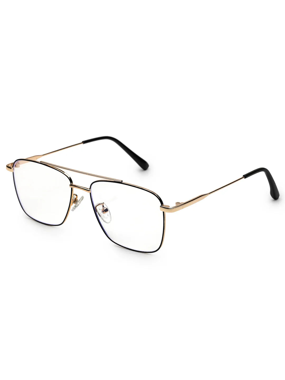 Nova | Black & Gold Medium Full Rim Square Computer Glasses for Men & Women [Blue Block]