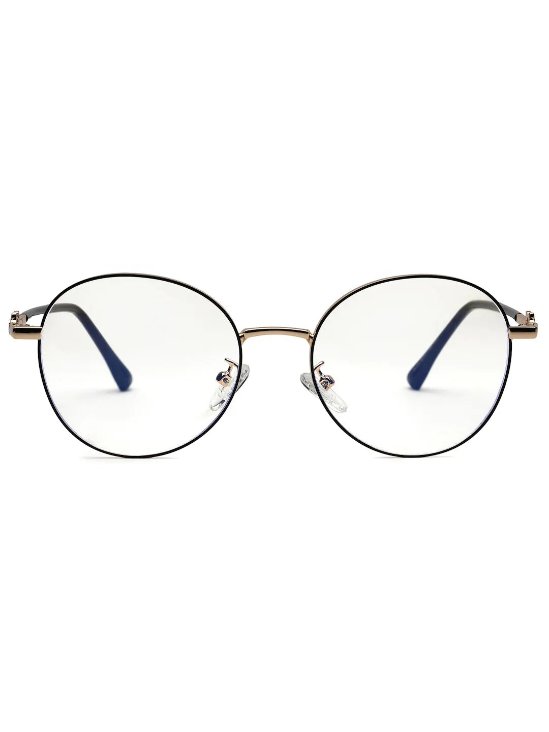 Astrid | Golden & Black Medium Full Rim Oval Computer Glasses for Men & Women [Blue Block]